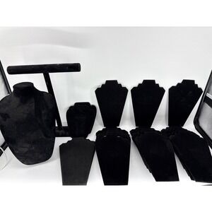 Lot of 15 Jewelry Display Stand Black Velvet Necklace Earring Bracelet Bar